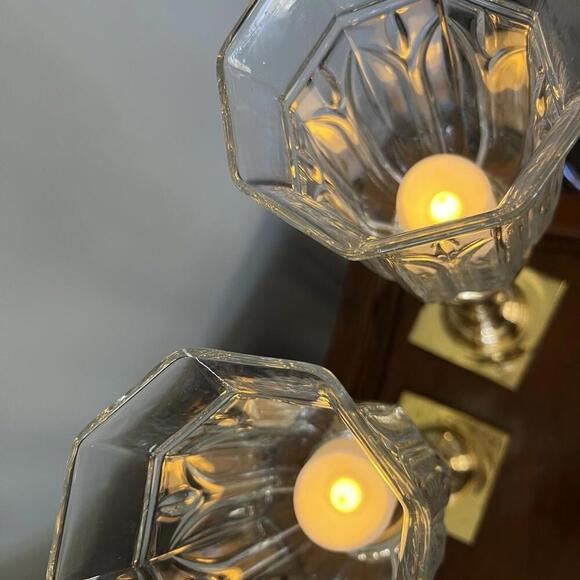 Homco Astoria Set Of 2 Large Glass Sconce Votive Candle Holder Large Victorian - Picture 9 of 9